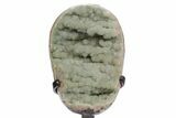 Sparkling Green Druzy Quartz Formation on Metal Stand #357208-1